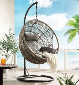 ACME Vinnie Patio Swing Chair with Stand, Fabric & Rope (1Set/3Ctn) 45088