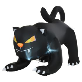 HOMCOM 6.2' Inflatable Halloween Black Cat, Blow Up Outdoor LED Yard Display, Waterproof