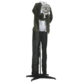 Outsunny 57" Life Size Outdoor Halloween Decorations Hanging Talking Skeleton Ghost, Animated Prop Animatronic Decor with Sound and Motion Activated