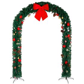 240*40*265cm PVC Christmas Arch with Ornaments Holiday Arch Decoration Green