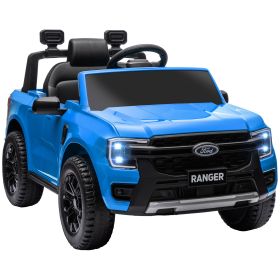 Qaba Ford Ranger Licensed 12V Kids Ride on Truck, Toddler Electric Car with Remote Control, Toy Storage, Spring Suspension, LED Headlights, Music Horn