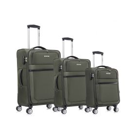 3-piece fabric soft luggage set with swivel wheels and password lock, 20/26/30 inches