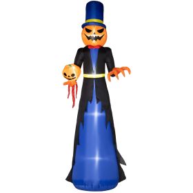 Outsunny 10ft Inflatable Halloween Pumpkin Head Reaper, Blow Up Halloween Decoration Outdoor LED Yard Display, Waterproof