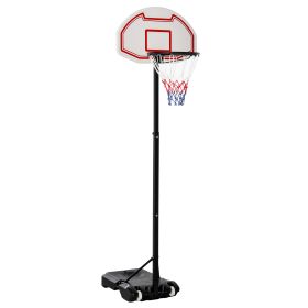 Soozier Portable Basketball Hoop Stand, 5.1-6.9ft Height-Adjustable Basketball System with 29'' Backboard and Wheels for Indoor and Outdoor Use, White