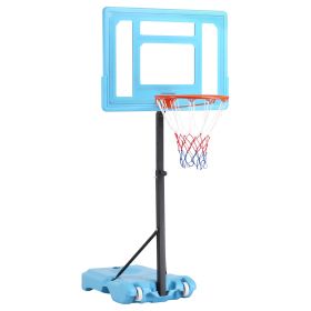 Soozier Poolside Basketball Hoop Stand, 36.5"-48.5" Height Adjustable Portable Hoop System w/ Clear Backboard & Fillable Base for Whole Family, Blue