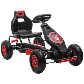 Aosom Kids Pedal Go Kart Ride-on Toy with Ergonomic Comfort, Pedal Car with Tough, Wear-Resistant Tread