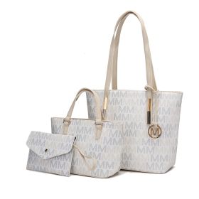 MKF Collection Aylet M Tote with Mini Handbag and Wristlet Pouch by Mia k (Material: Polycarbonate, Color: White)